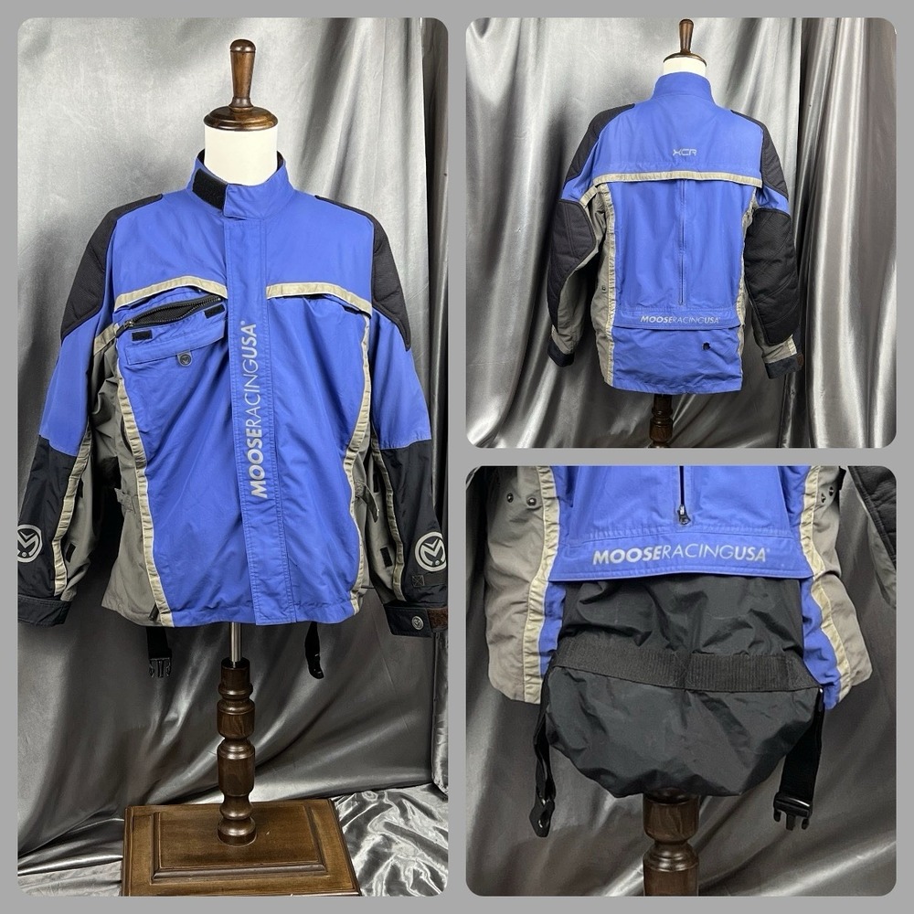 Vintage Moose XCR Racing USA Jacket Men's L Blue Gray Motorcycle‎ Motocross Gear